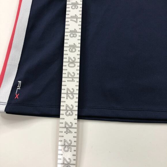 RLX Ralph Lauren Tailored Fit MED Wicking Gym Tennis Golf Button Polo Top Navy - Picture 3 of 7